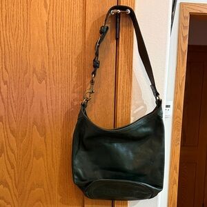 Coach Bleeker Tattersall Dark Green Leather Shoulder Bag